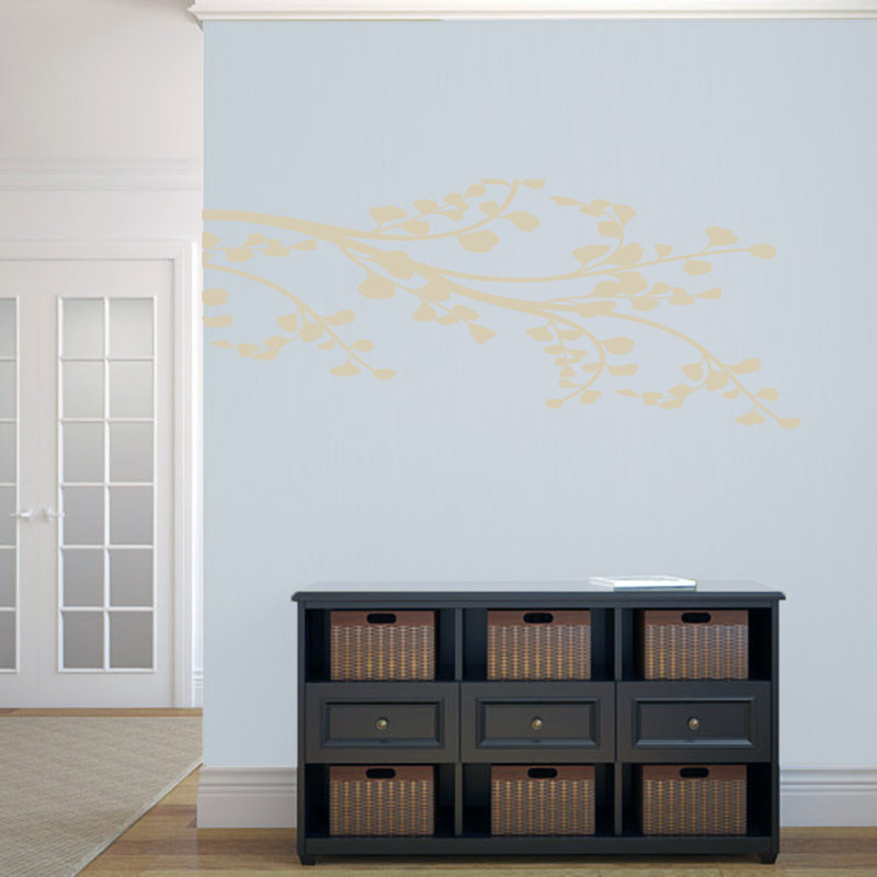 Adhésif décoratif coin branche feuillue, Beige clair