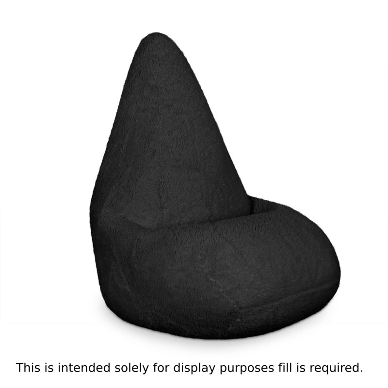 Large Sherpa Bean Bag Cover, 27" H x 28" W x 38" D, Black Faux fur