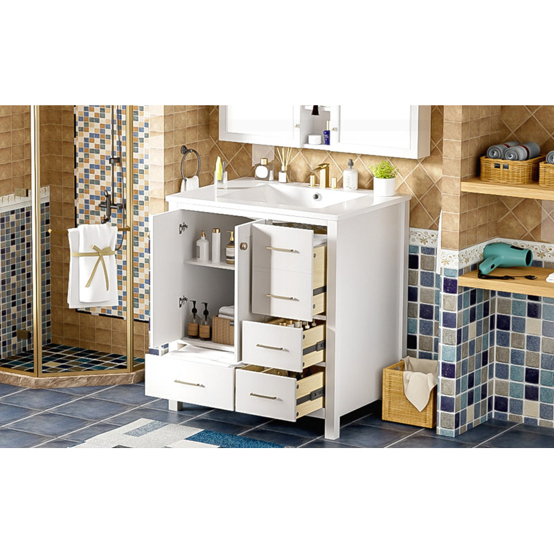Ensemble de meuble-lavabo de 30 po avec lavabo en céramique pour la salle de bain