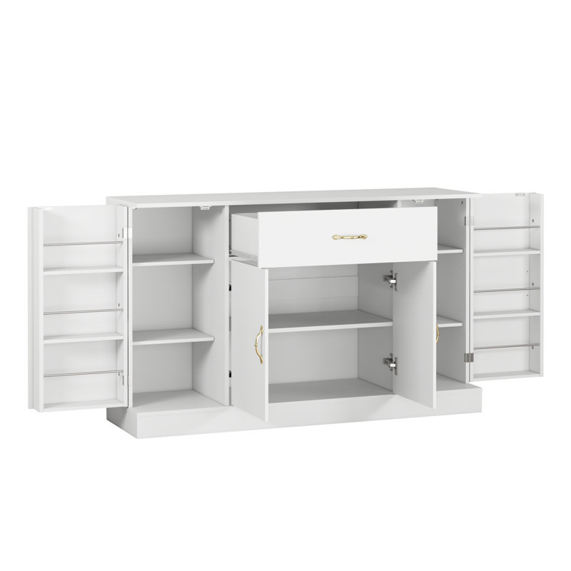 Buffet avec rangement, grande armoire de rangement avec 1 tiroir et 4 portes, buffet moderne pour la salle à manger