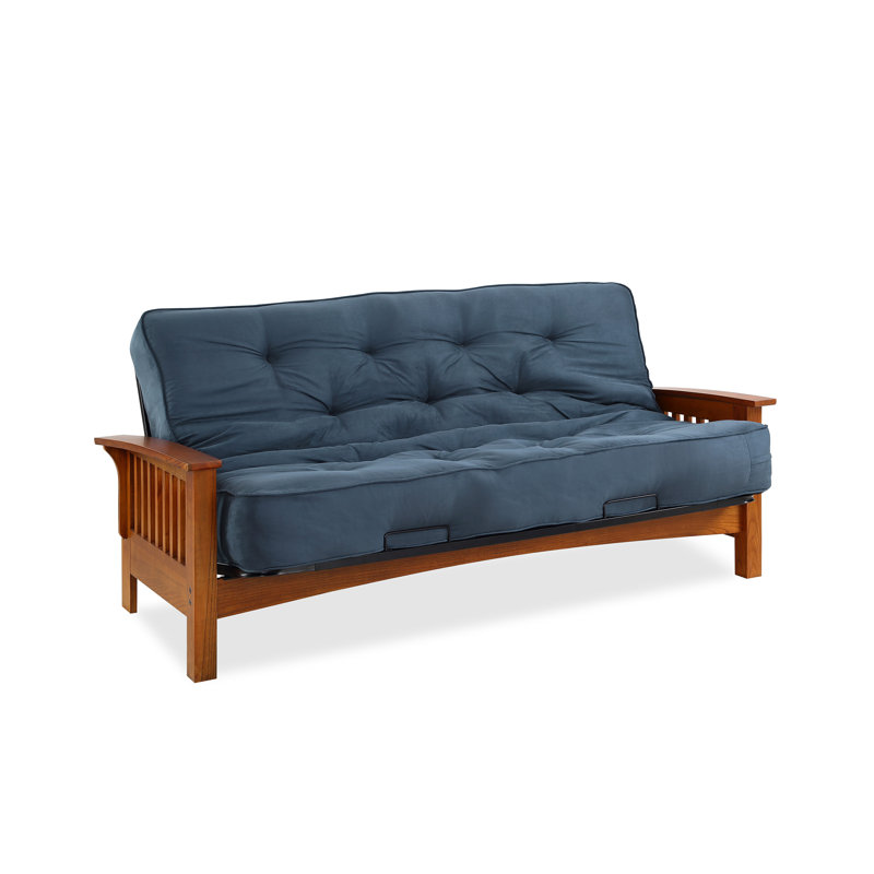 Futon double avec matelas Mccaleb, Bleu minuit