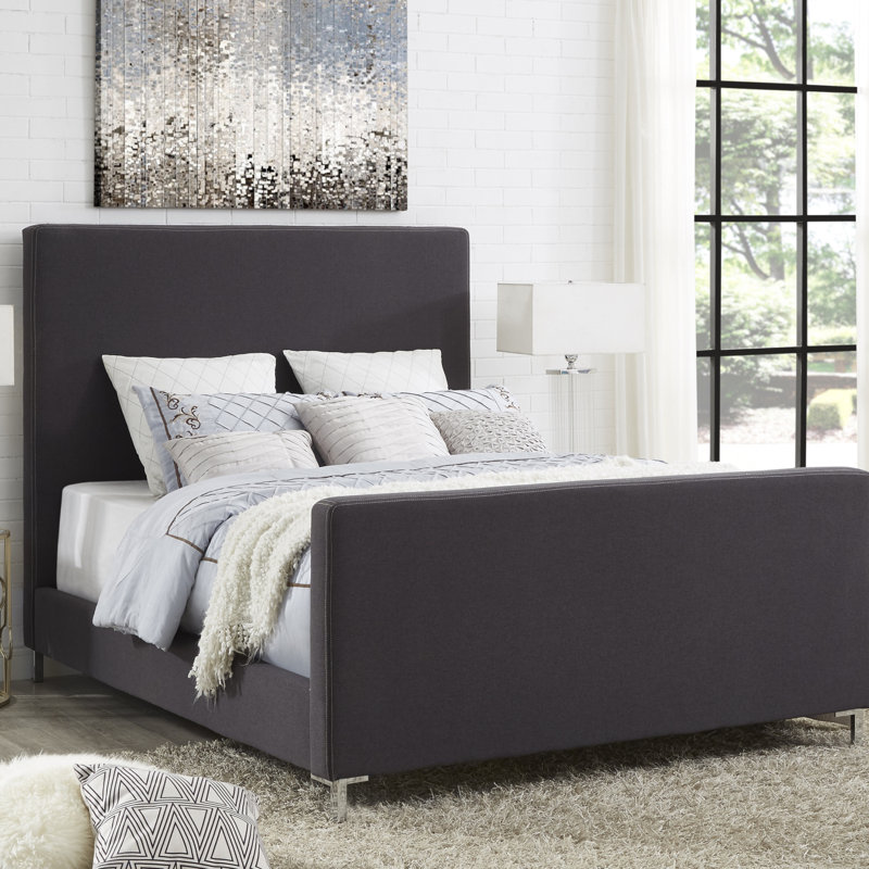 Inza Upholstered Platform Bed, Charcoal, King
