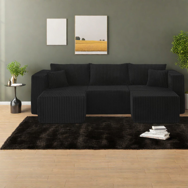 Space-saving Black Foam Sofas, Modern Compact Modular Style For Home