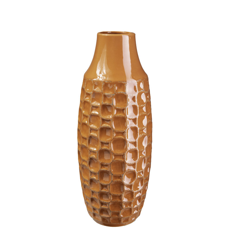 Fallah Ceramic / Porcelain Table Vase, Orange, 10" H x 4" W x 4" D