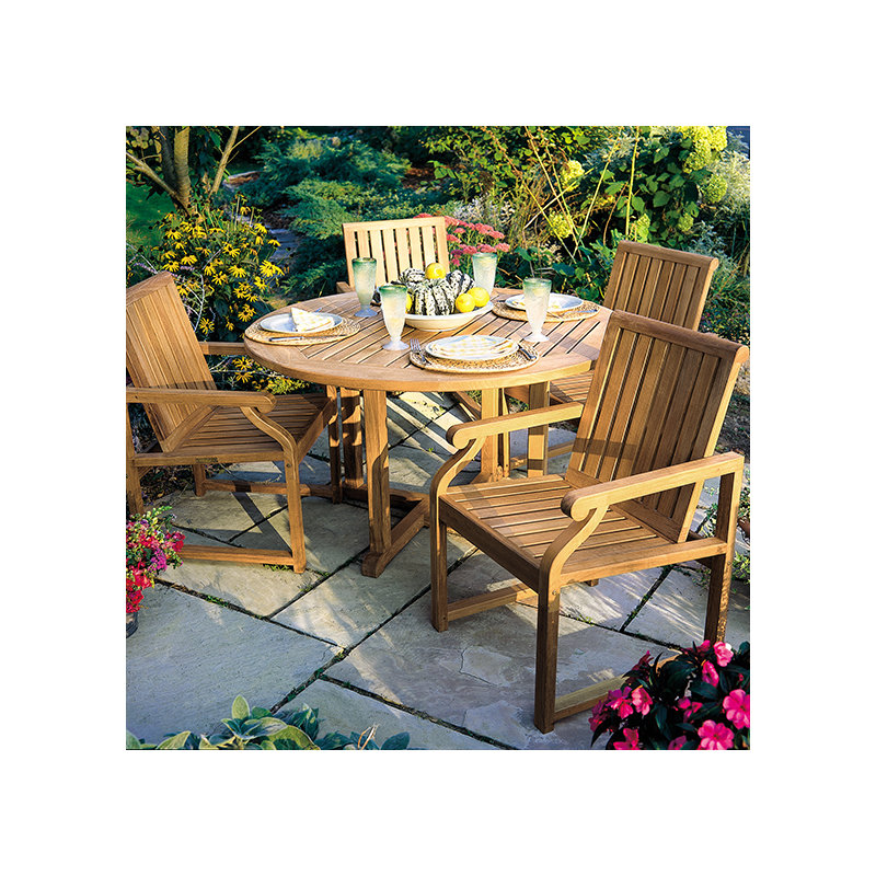 Essex Outdoor Round Teak Dining Table, 42" W x 42" L x 29" H