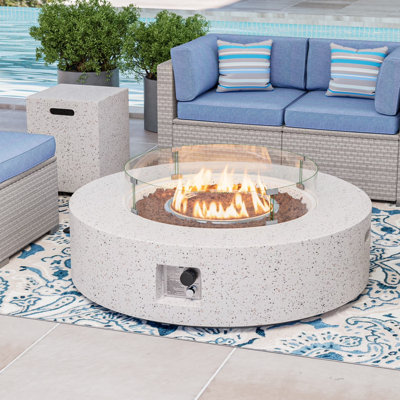 Ensemble de 2 tables d'extérieur avec foyer au propane Terrazzo avec table de réservoir de 20 lb