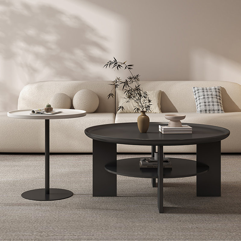 Creative minimalist solid wood double end table, 16.53" H x 35.43" L x 35.43" W