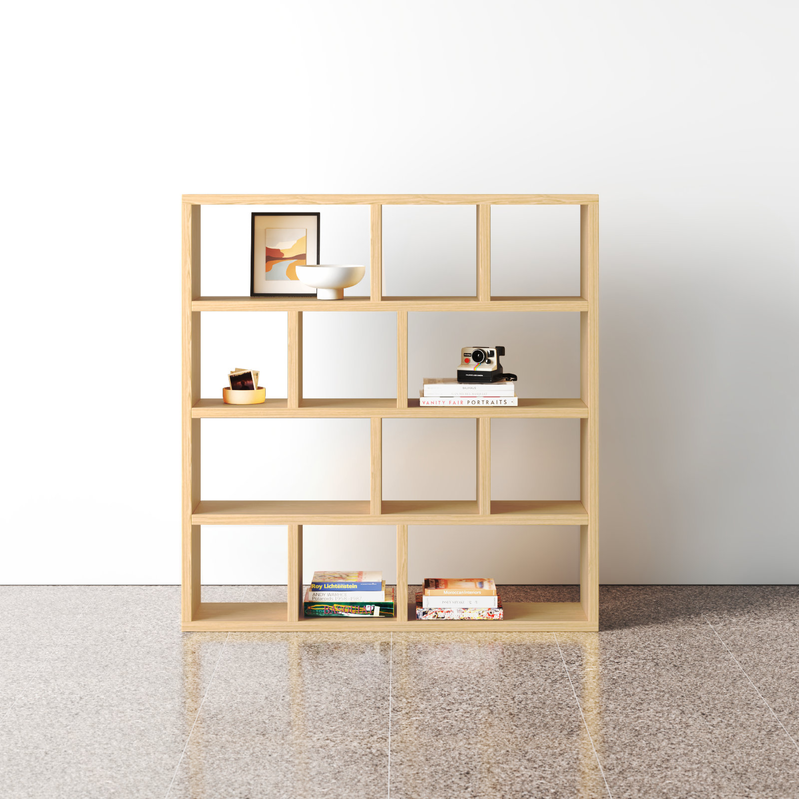 Stetson Manufactured Wood Bookcase , Oak, (4 Shelves) 63" H x 59" W x 13" D