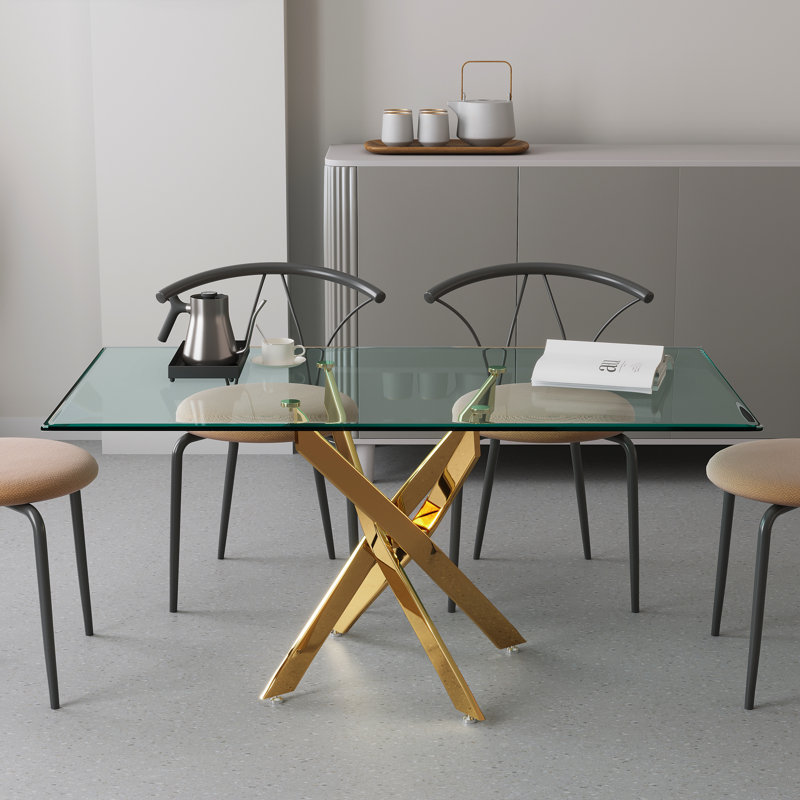 Bolderberg Stlaurent Trestle Dining Table,Modern Tempered Glass Top Dining Table,dining room table,dining tables,dinning table,dining room table