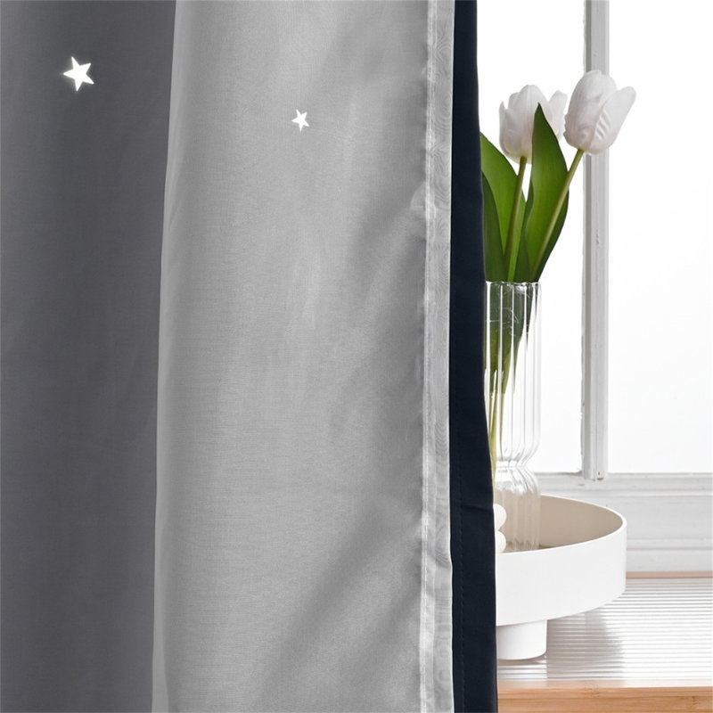 Rideau occultant en polyester Ezayah, Noir
