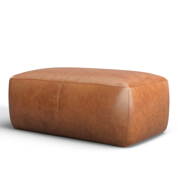 AllModern Hustle Full-Grain Genuine Italian Leather Ottoman & Reviews ...