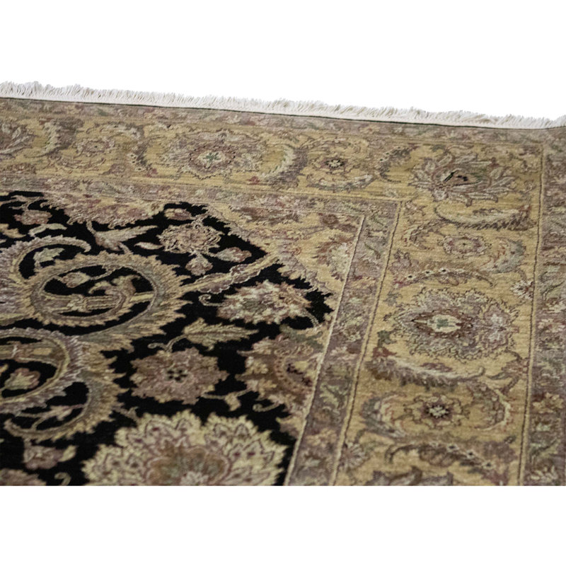 High-Quality Hand-Knotted Black And Gold Area Rug