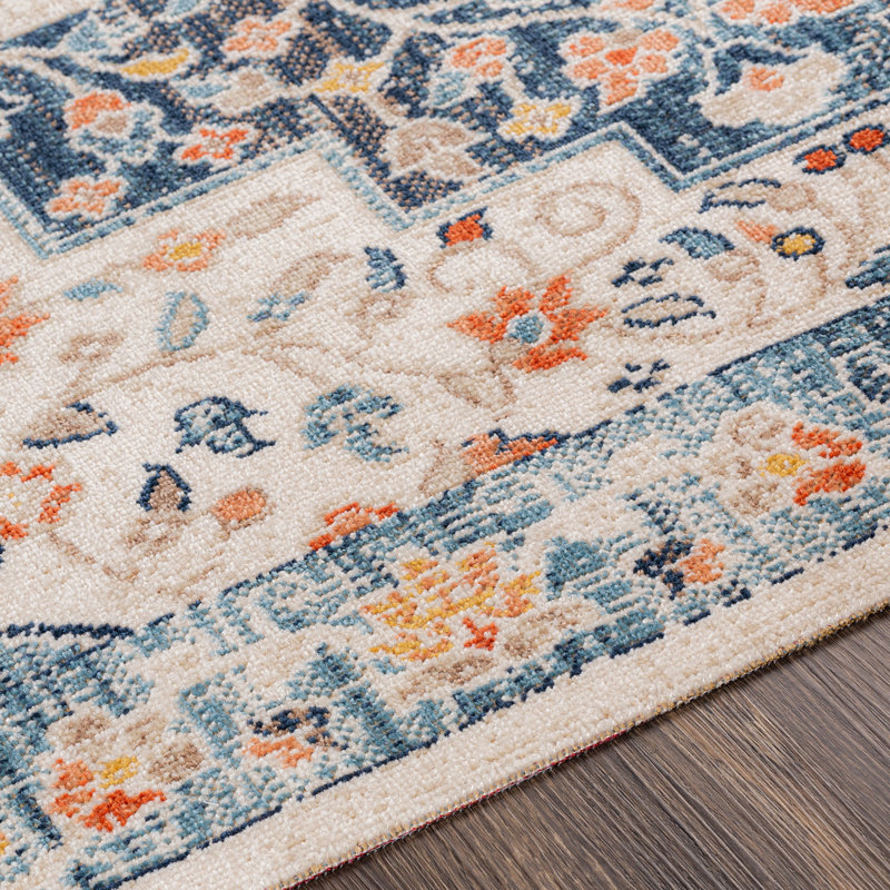 Ashraf Traditional Boho Dark Blue Area Rug, Runner 80 x 220cm