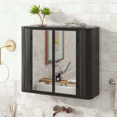Armoire de salle de bain murale avec miroir et tablette