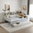 Multifunctional Wooden Daybed With Storage Shelves, Study Desk And Trundle-1806765190-1806765184