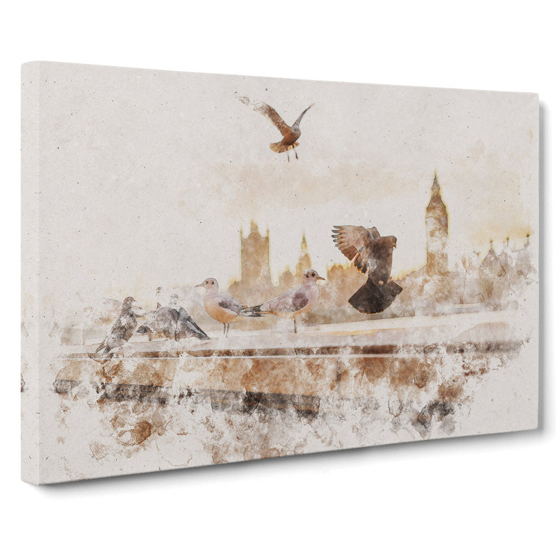 Pigeons - Wrapped Canvas, 35cm H x 50cm W x 3cm D