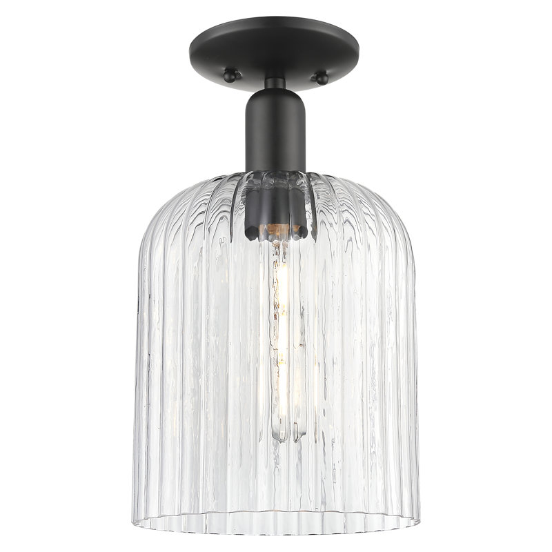Downtown Urban - Alvarez - 1 Light 8" Semi-Flush Mount, Clear, Matte Black