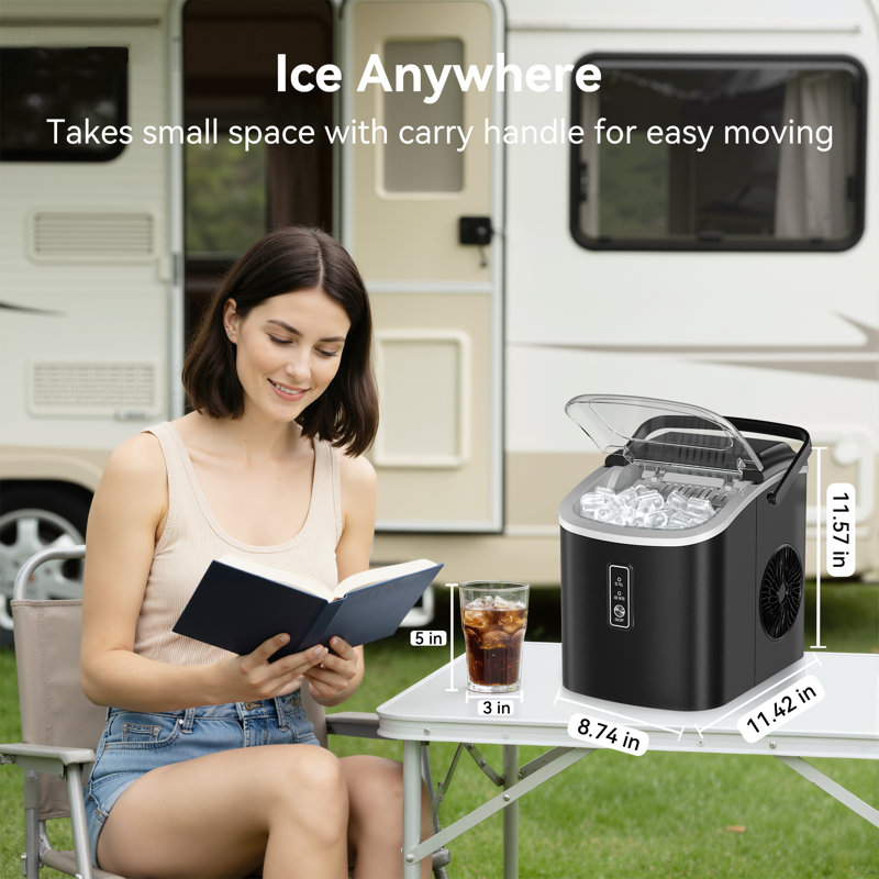 Simzlife 26Lbs. Daily Bullet Ice Countertop Ice Maker Ice Machine With Handle,Self-Cleaning Ice Makers, 26Lbs/24H, 9 Ice Cubes Ready In 6 Mins For Home/Kitchen/Bar/RV/Party/Camping