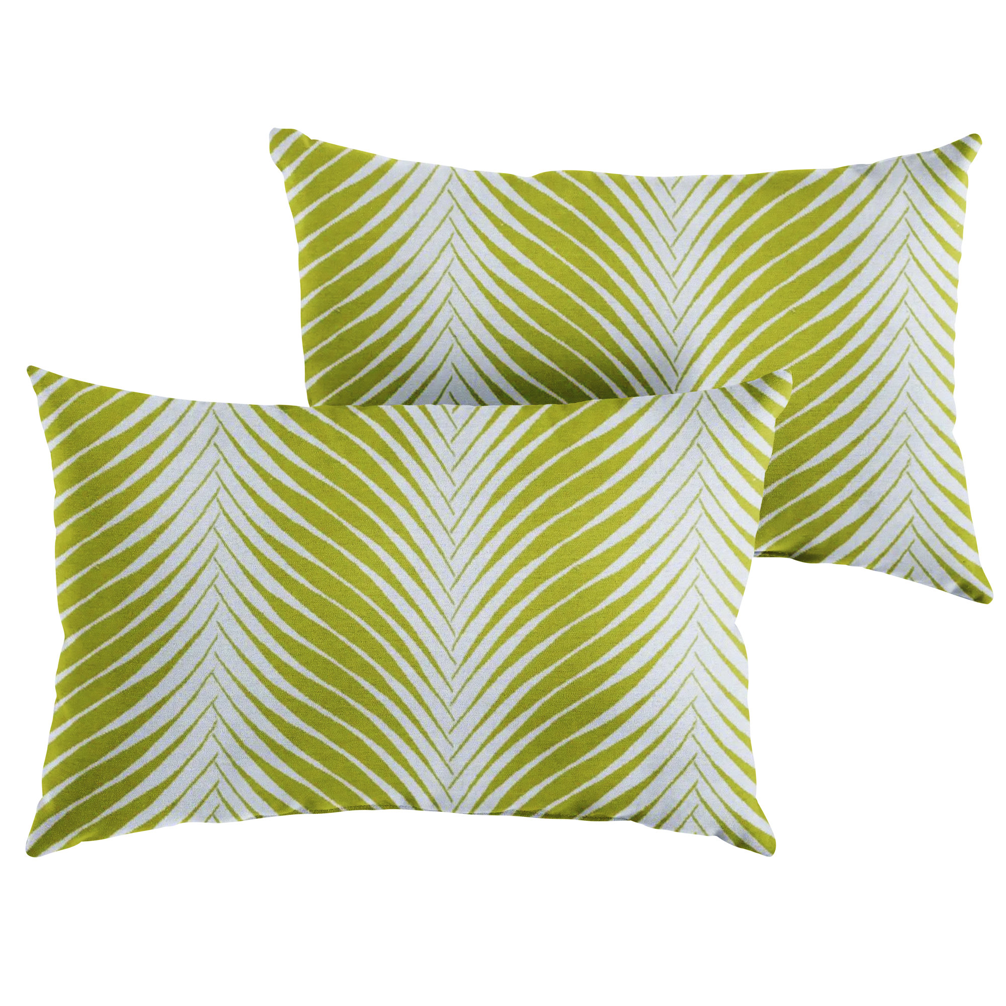 New Sunbrella 2023 Striped Sunbrella® Indoor/Outdoor Lumbar Throw Pillow, 16" x 26", Green