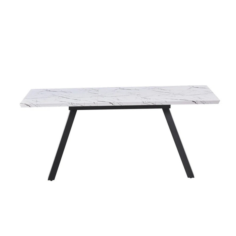 Goddard 4 Person Dining set - a Rectangular Extendable Dining Table with Metal Legs and a Set of 4 Quilted Velvet Dining Chairs for Dining Room - Modern Dining Table Set