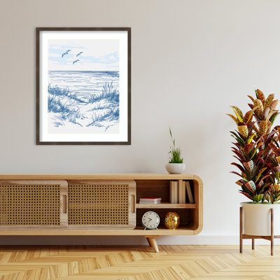 Reproduction d'art mural encadrée «Seascape S Croquis» par Holte