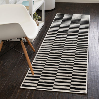 Tapis rayé ivoire / noir Arzilla