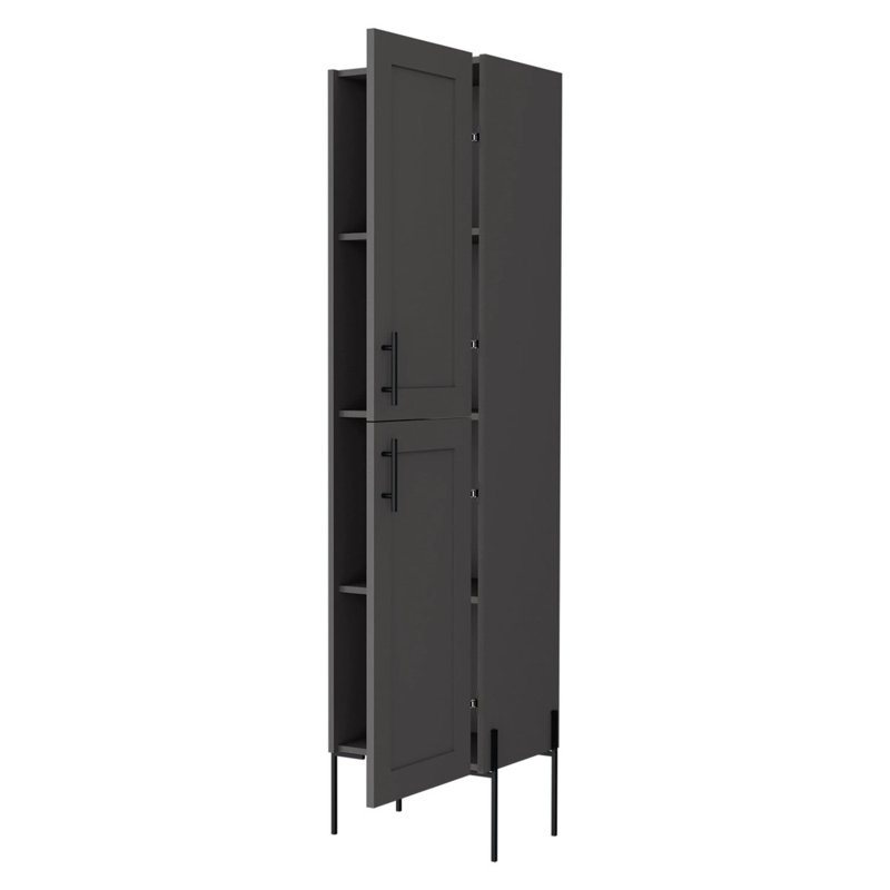 Meuble auxiliaire gris avec 4 tablettes