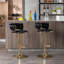 Ensemble de 2 tabourets de bar, avec velours de levage mécanique réglable en hauteur et tabouret de bar simple Golden Leg - noir