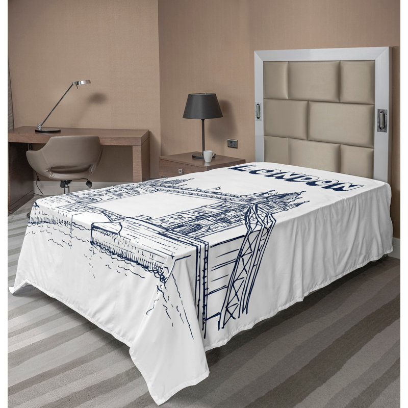 Drap Ambesonne London, Drap plat pour lit simple TG