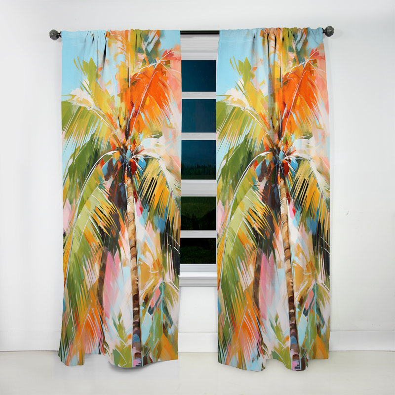 Palmier Palm VII - Rideau floral obscurcissant palmiers et palmiers - 1 panneau, L 52 po x L 63 po