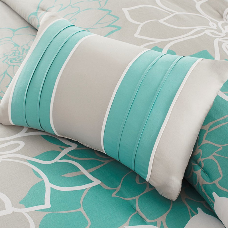Literie pour lit très grand, coton, l 18 po x L 18 po, édredon très grand, imprimé floral,, Turquoise