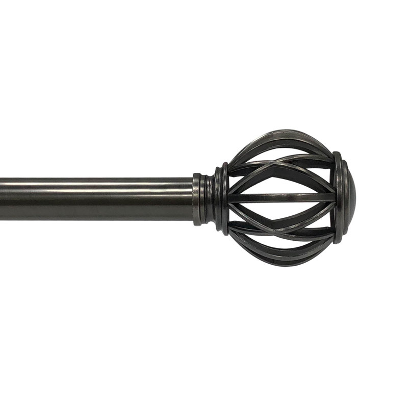 Ensemble de tringle à rideaux simple 1 "avec embouts de cage décoratifs_Gunmetal, 36” – 72”