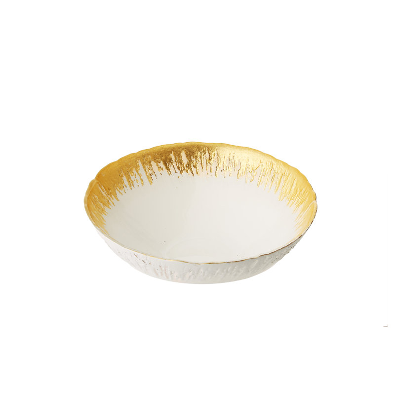 Small Bowl Flash Silver Design, Gold Rim
