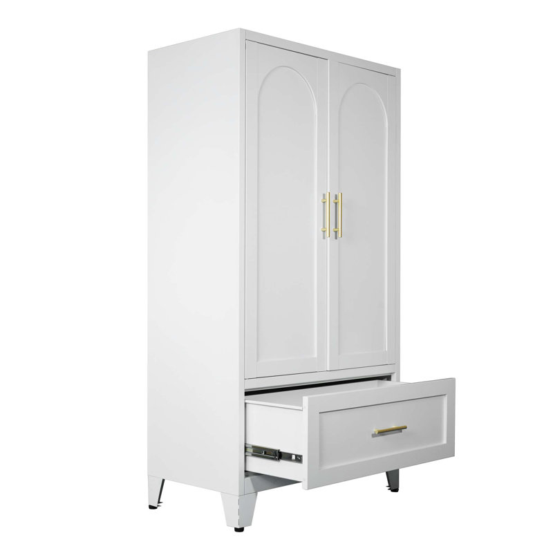 Armoire métallique de 152 cm (60 pouces) avec tiroir et tringle., Blanc