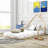 Wood Floor Bed with House-shaped Headboard-947129574-978519340