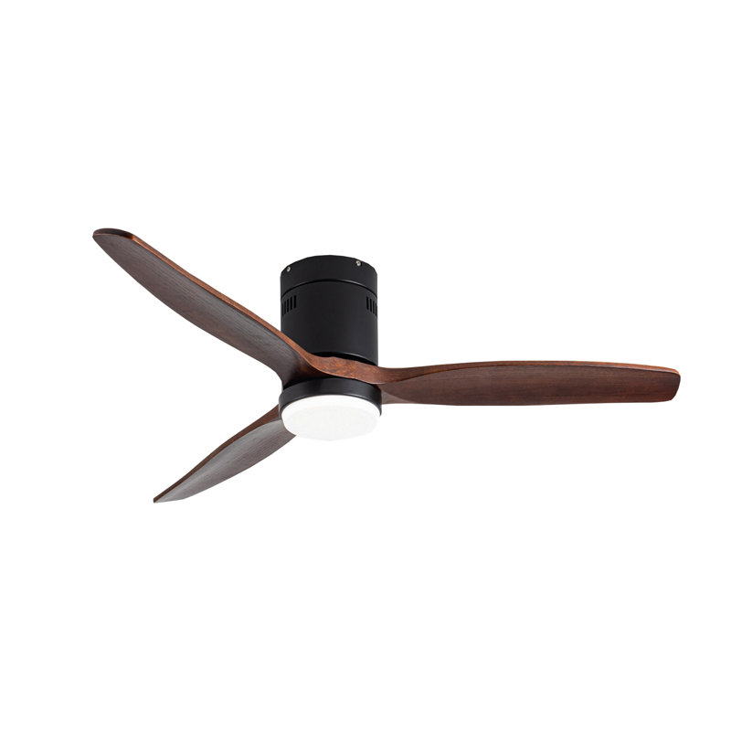 52 In. Flush Mount Ceiling Fan With Light And Remote Control