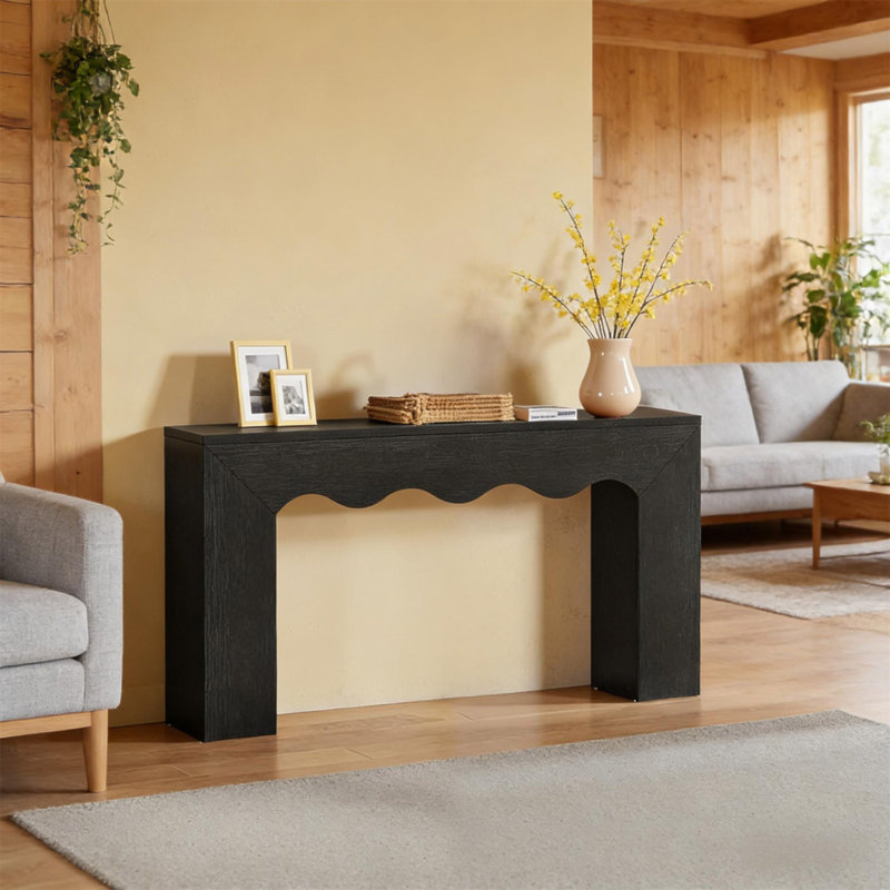 Wavy Edge Style Sofa Table,Console Table,Entryway Table, Black