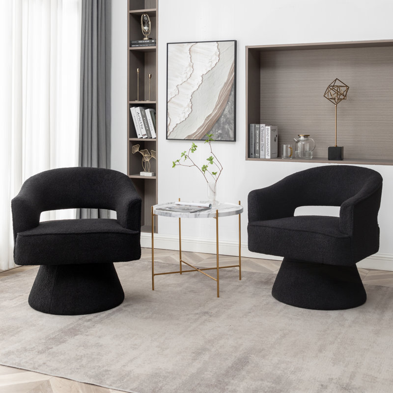 Fauteuil demi-tonneau pivotant de 28 po Kenzlee, Polyester noir