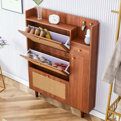 37.4*6.69*49.6 Inches The Modern Minimalist MDF Shoe Cabinet, Suitable For A Variety Of Styles Including Nordic, And Industrial
