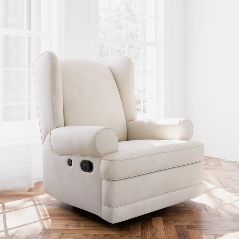 Serenity Wingback Steel Gray Swivel Recliner with USB Port