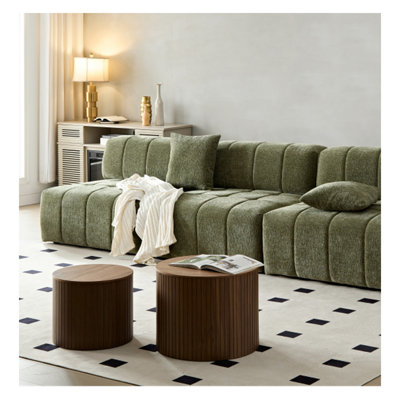 Ensemble de tables gigognes en panneau de fibres à densité moyenne, ensemble de 2 pièces