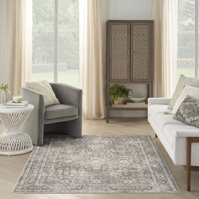 Nourison Astra Machine Washable Gold Gray Vintage Indoor Rug