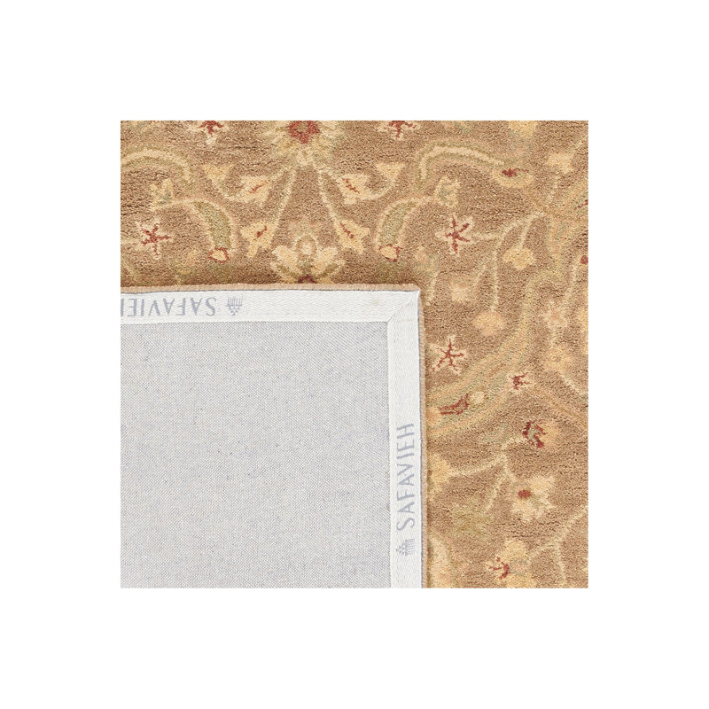 Dunbar Handmade Tufted Wool Brown/Gold Area Rug, Square 6'