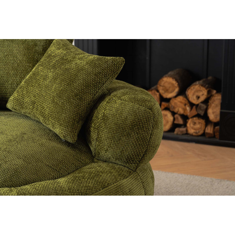 Comfortable Foam Filled Bean Bag Chair for Relaxation, Versatile for Indoor and Outdoor Use, Olive Green Chenille
