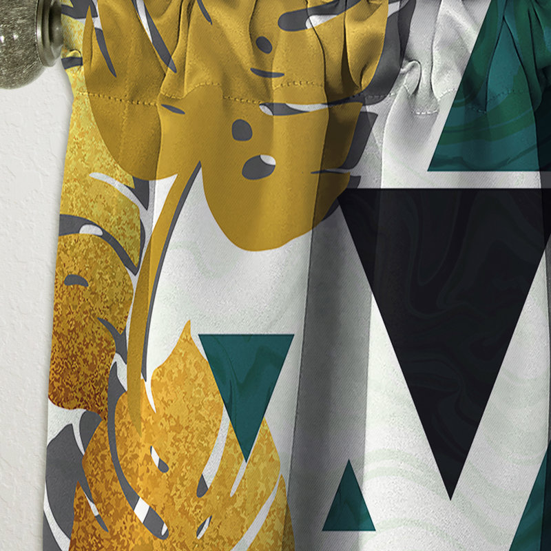 Panneau de rideau simple occultant de style Mid-Century abstrait Golden Foliage V, L 52 po x L 108 po