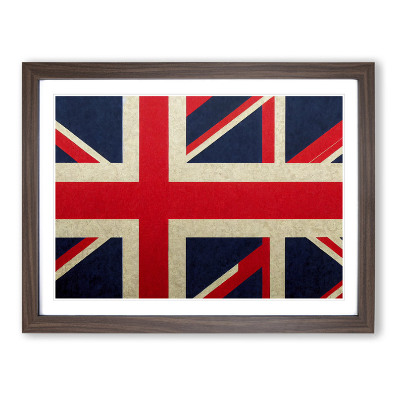 Abstract Union Jack Flag Vol.2 - Single Picture Frame Print, 46cm H x 64cm W x 2cm D, Walnut Framed