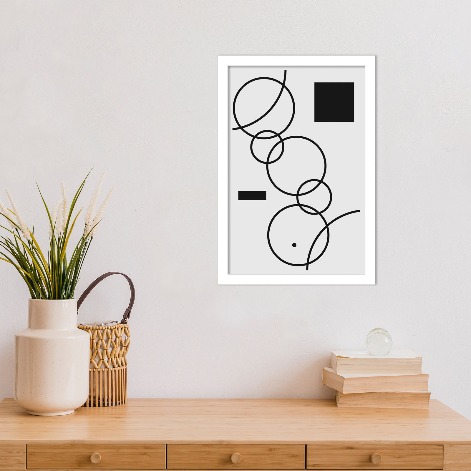 Minimal Shapes No. 1 Print, White, 17" H x 12" W x 1" D