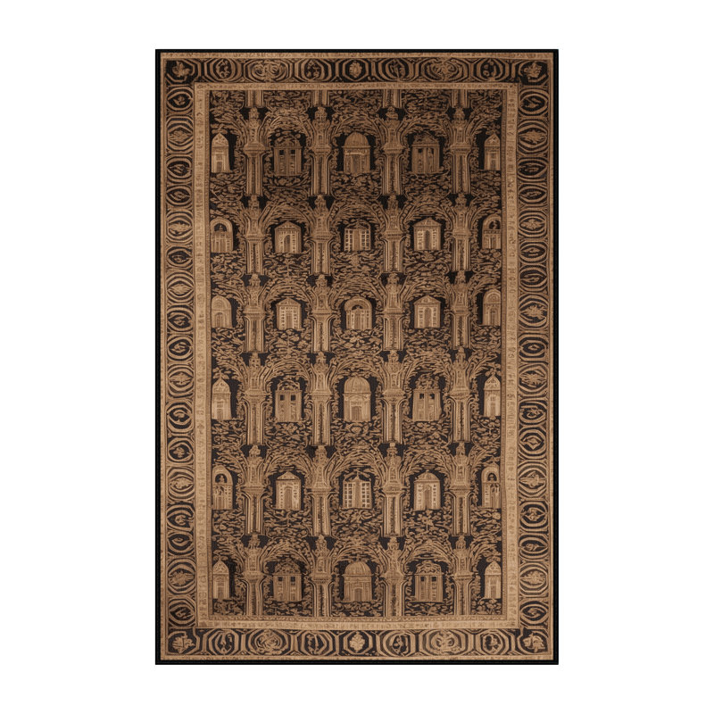 Tapis brun français lavable à la machine, Rectangle 4pi x 6 pi