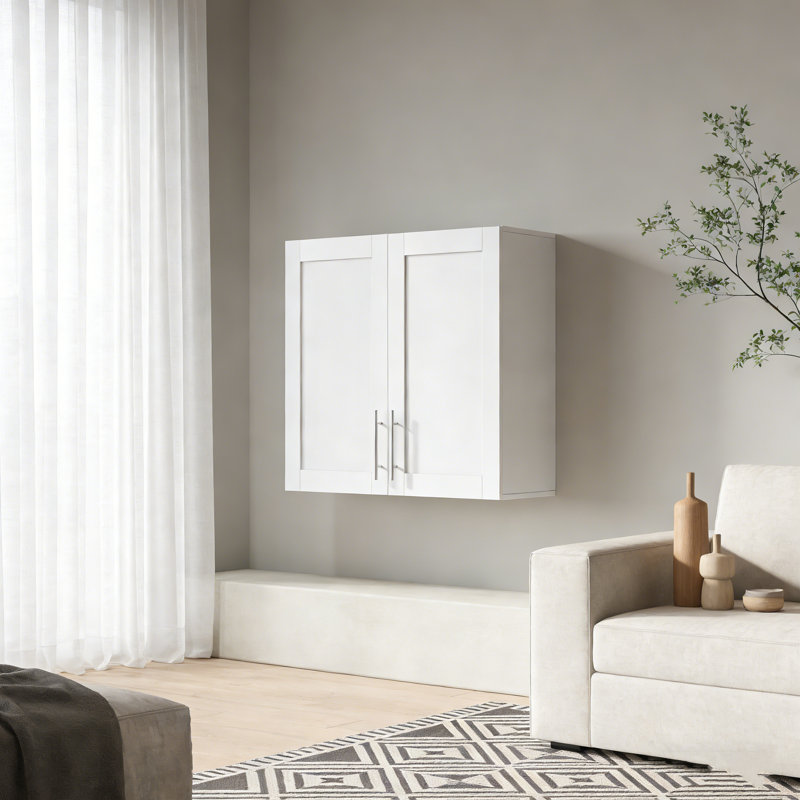 Armoire de rangement murale empilable 29,92 po blanche, P 11,81 po x l 31,50 po