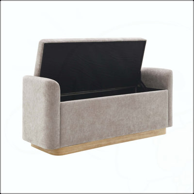Banc de rangement 49 po en chenille avec base en métal doré